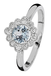 TIMANTTISORMUS AKVAMARIINILLA BELLIS