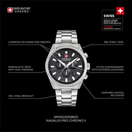 SWISS MILITARY HANOWA NAVALUS PRO CHRONO II - Kultakeskus Oy