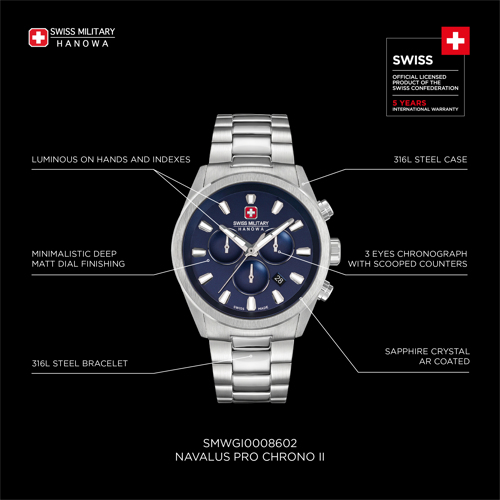 SWISS MILITARY HANOWA NAVALUS PRO CHRONO II - Kultakeskus Oy